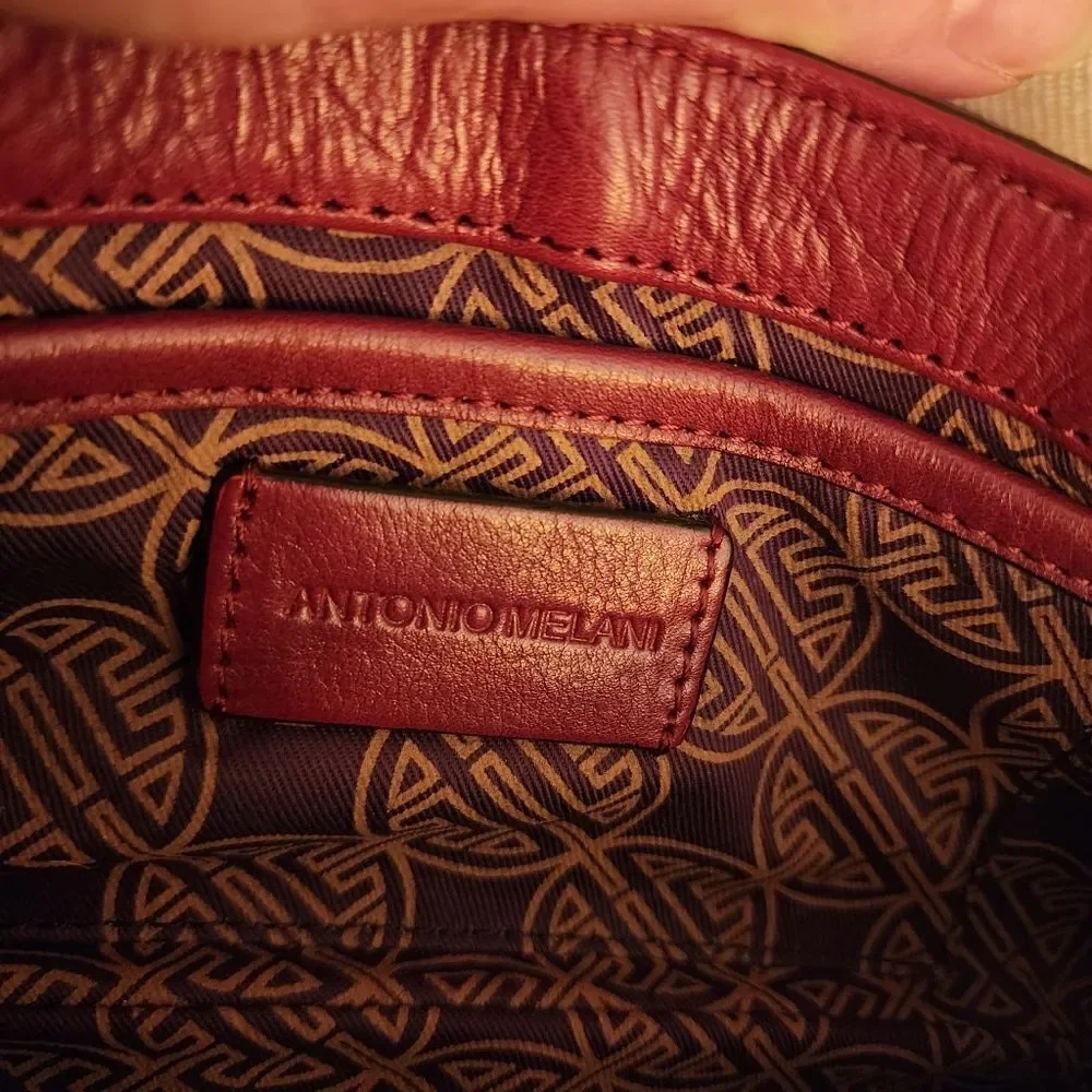 Antonio Melani Cheetah Print Calf Hair Red Clutch Shoulder Bag Purse
